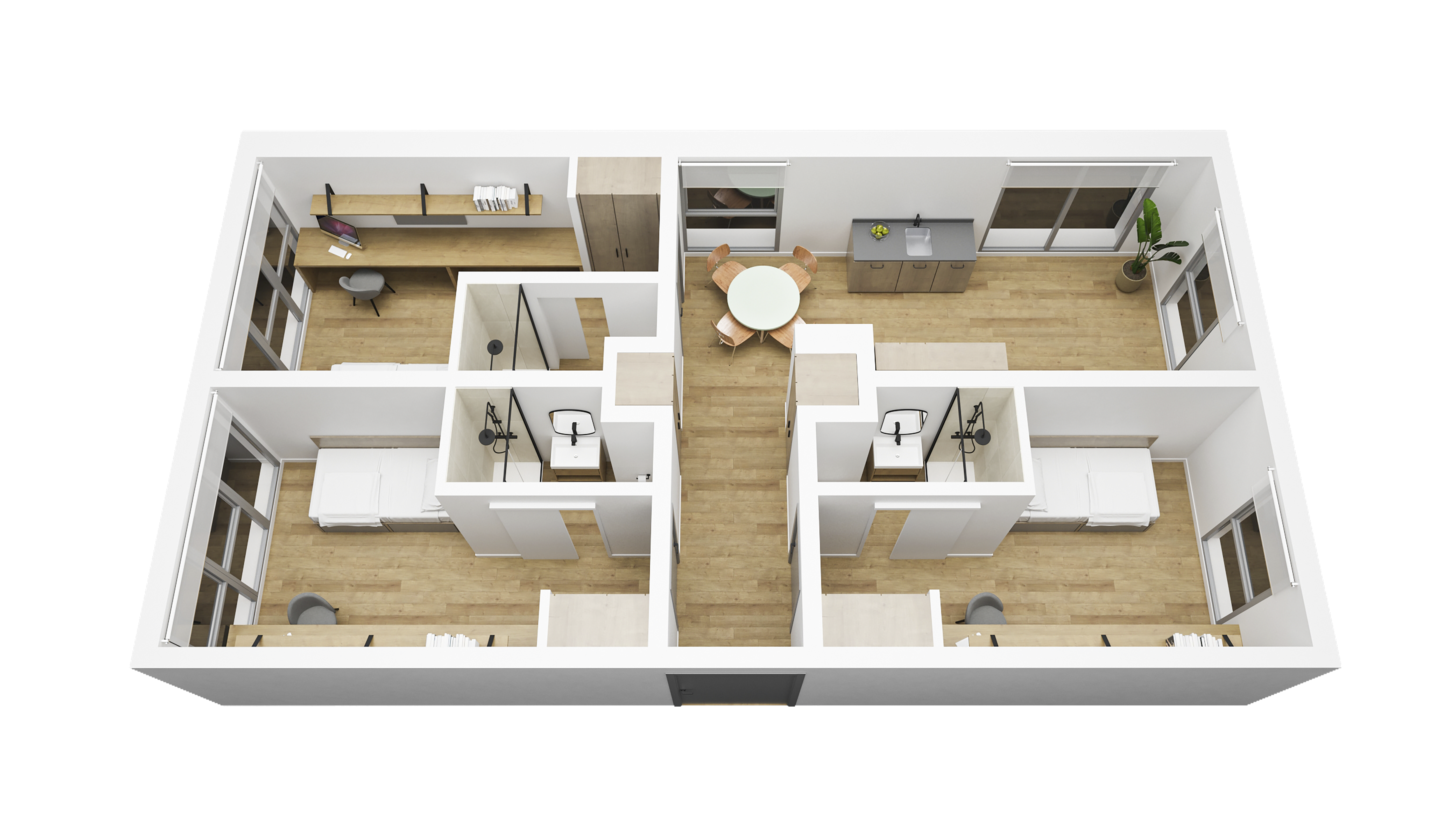 Habitación individual en apartamento de tres habitaciones