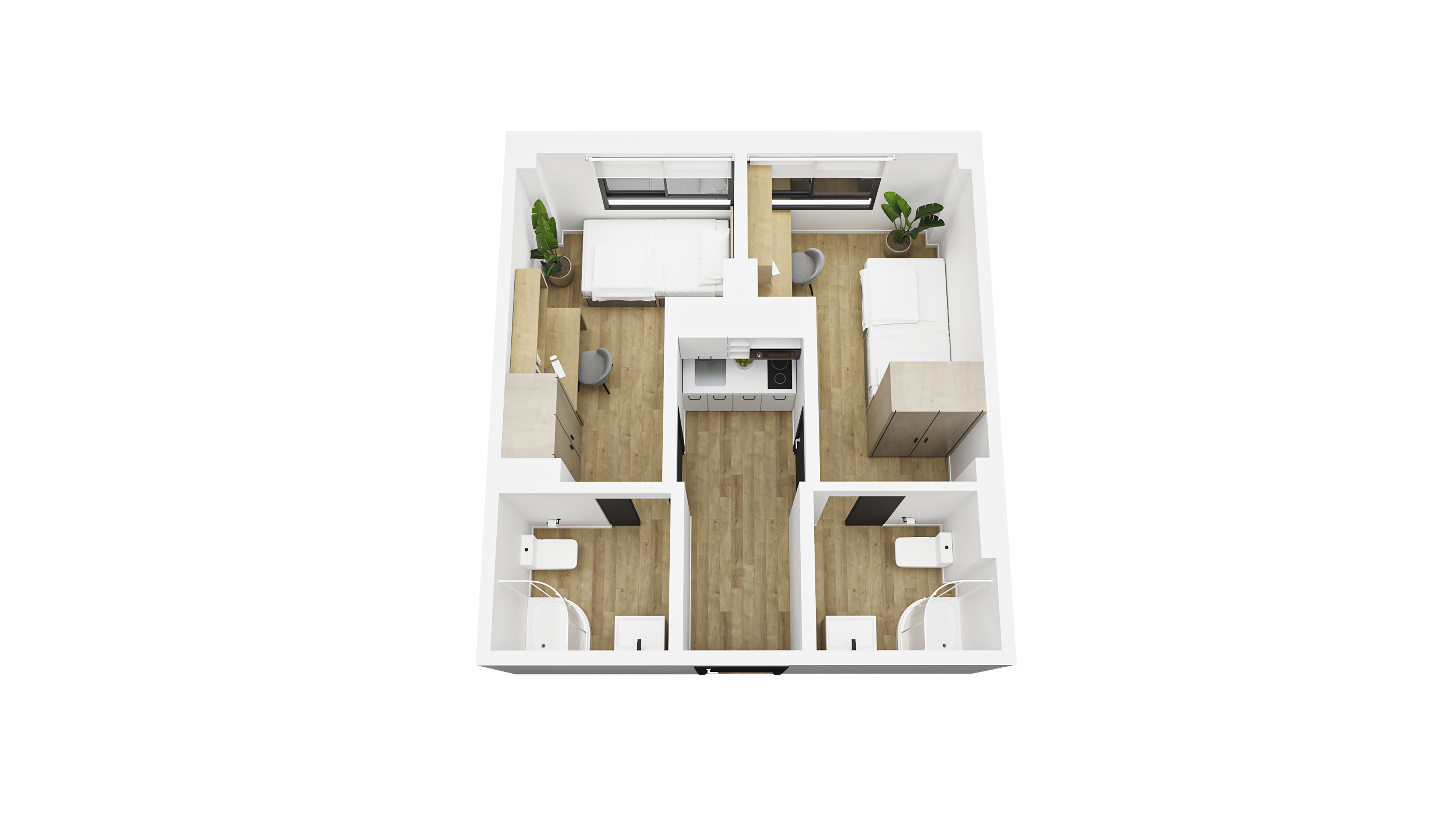 Individual con cocina compartida