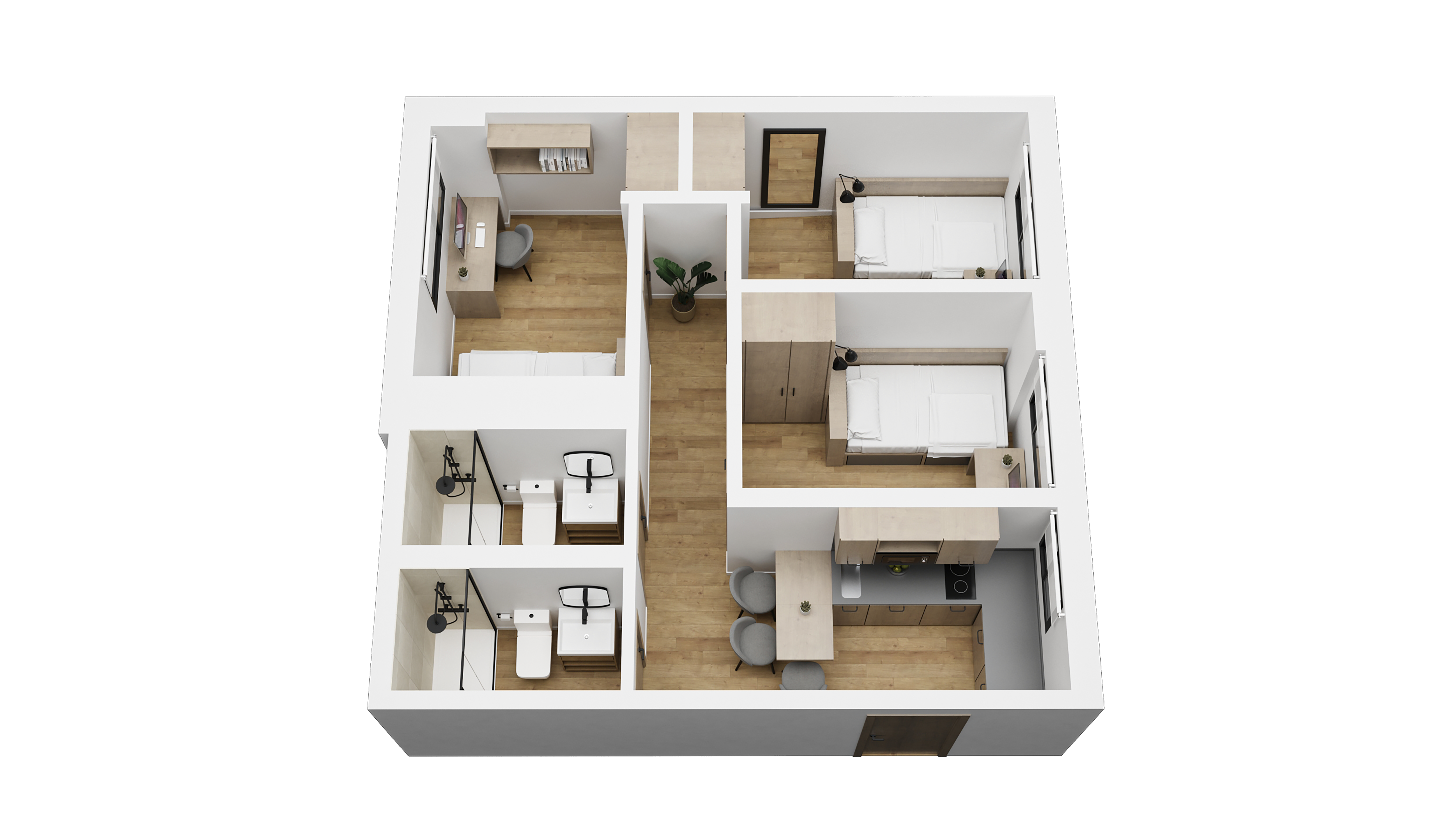 Individual en apartamento con terraza