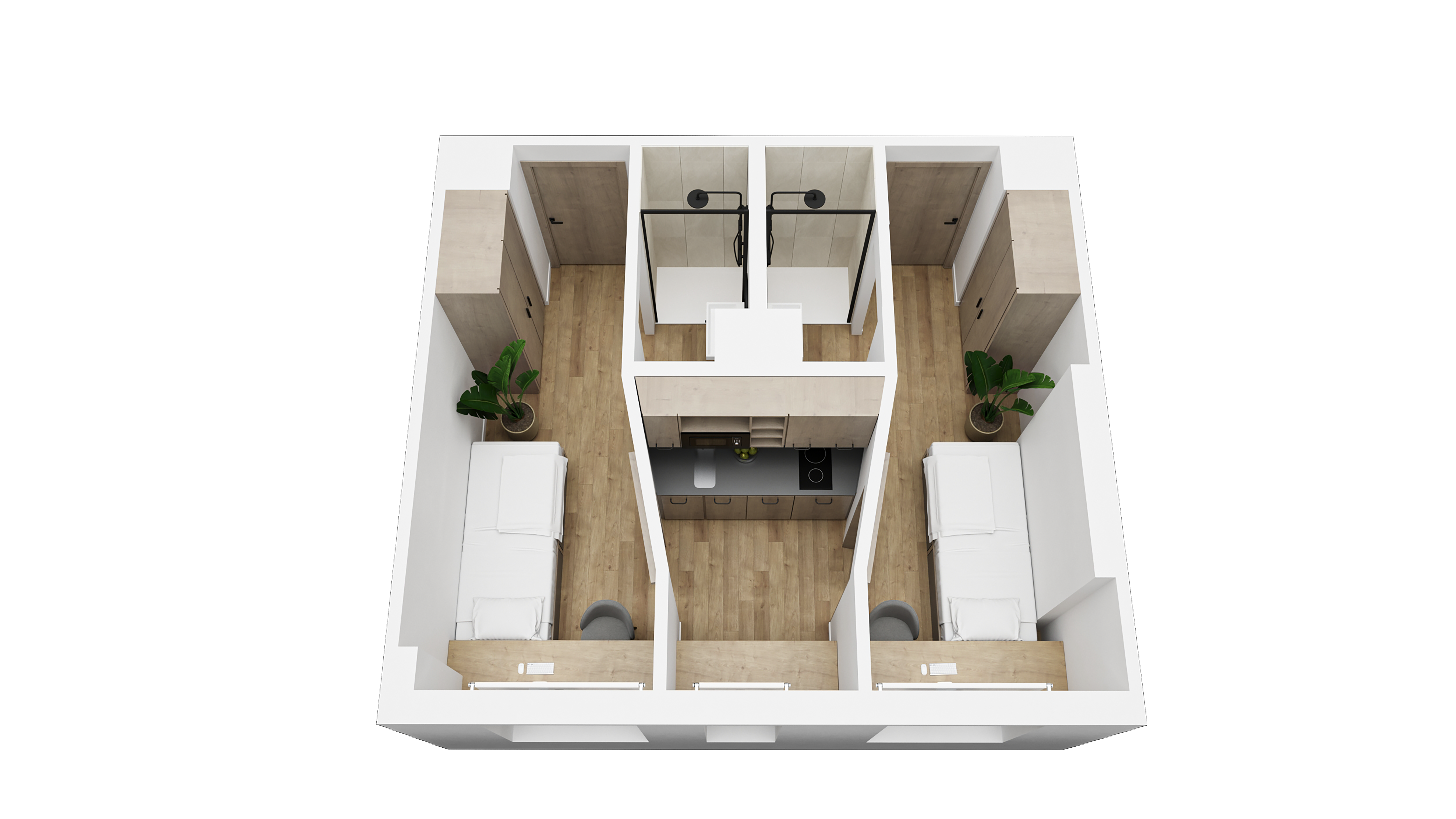 Individual con cocina compartida